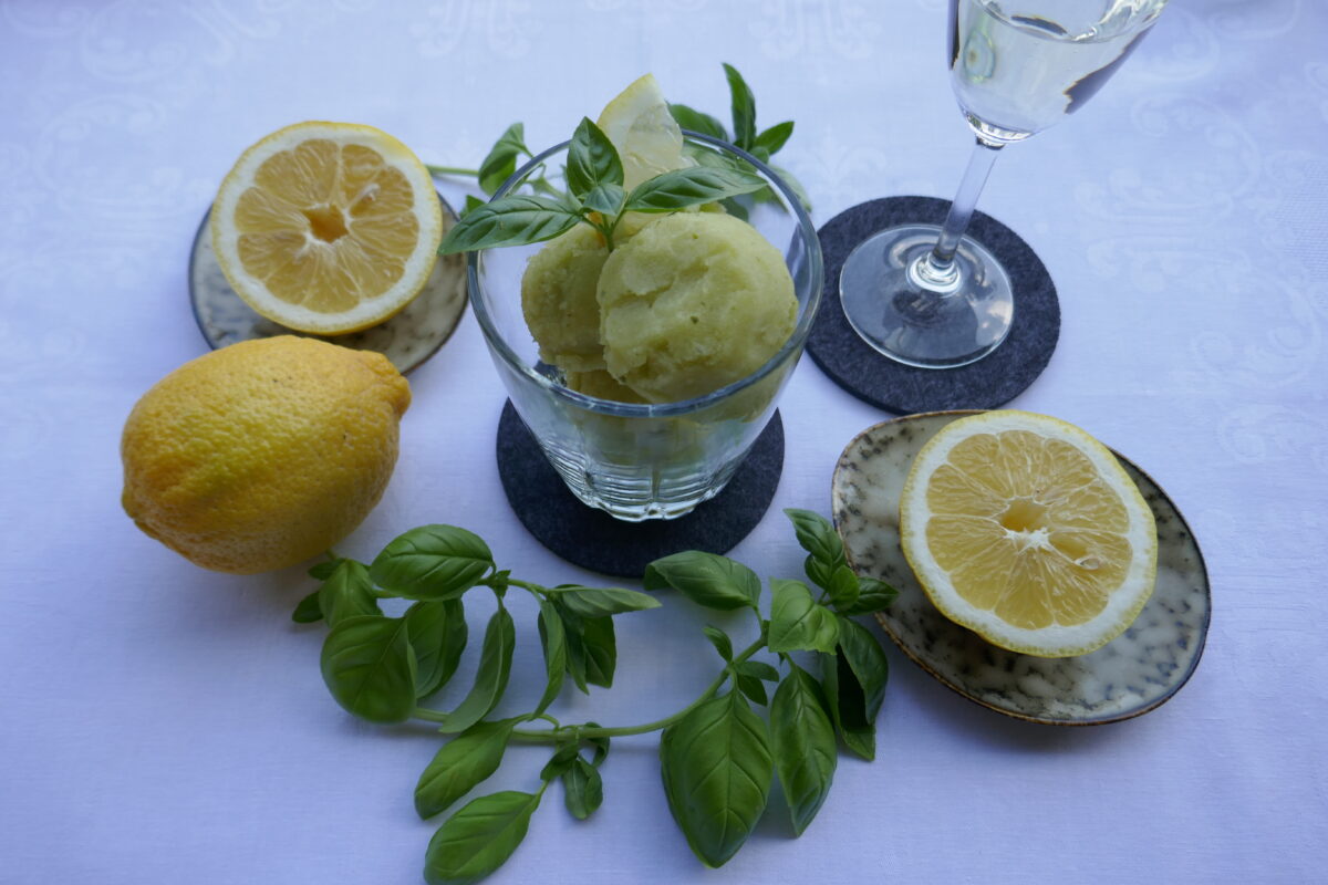 Basilikum-Zitronen-Sorbet