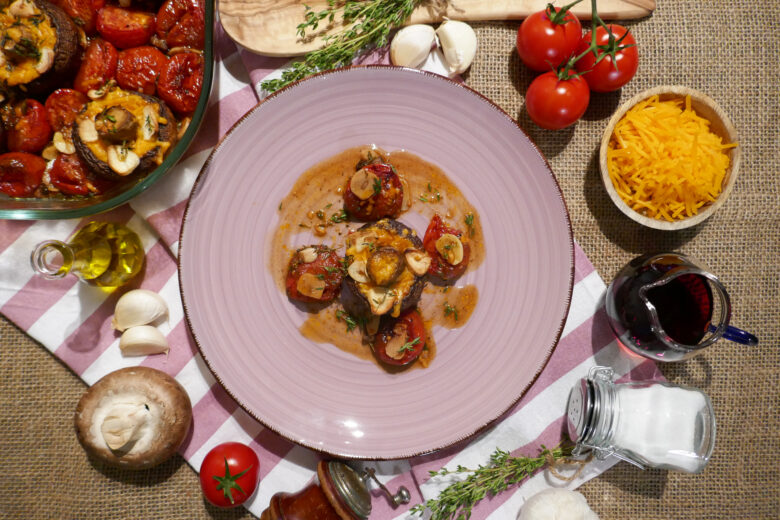 Gebackene mediterrane Champignons