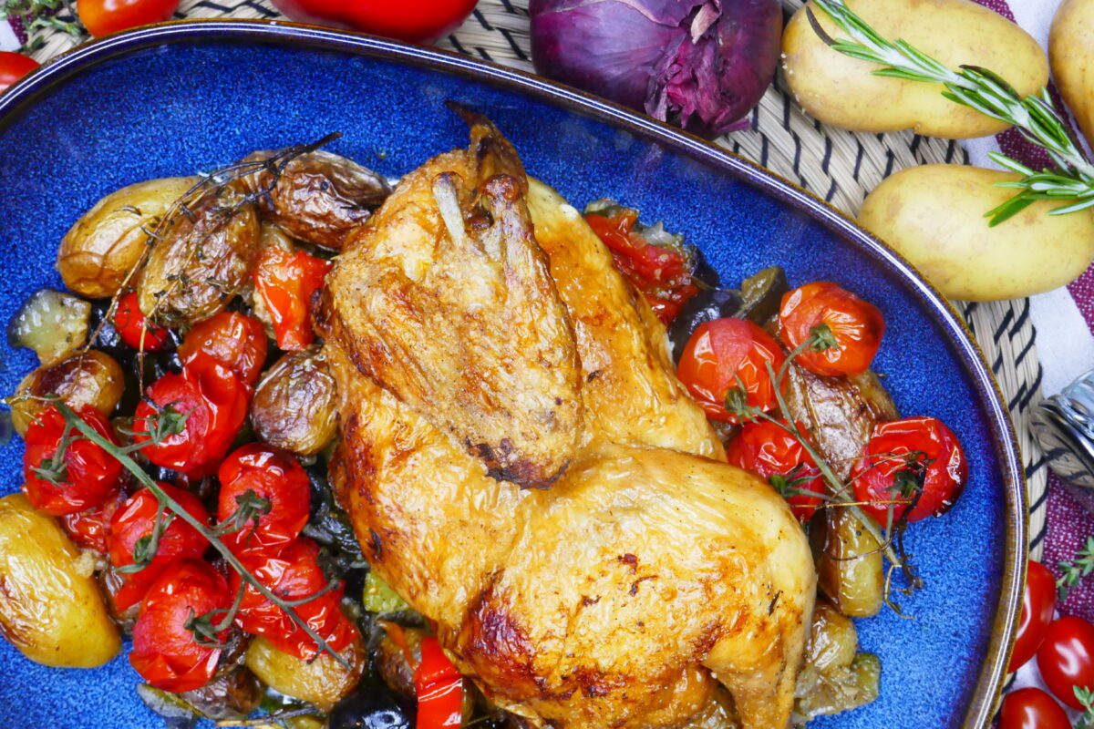 Mediterranes Ofen-Maishähnchen