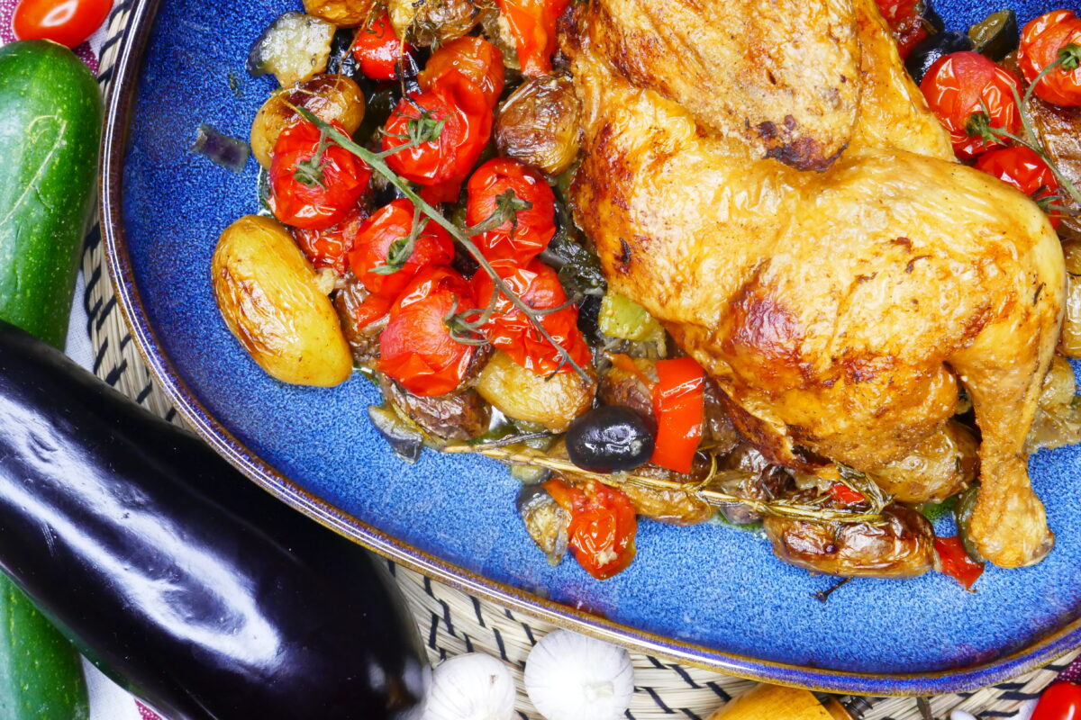 Mediterranes Ofen-Maishähnchen