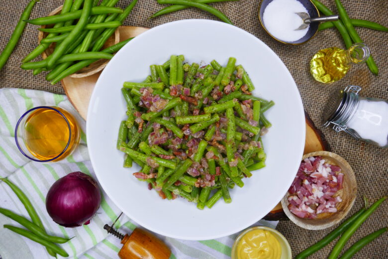 Grüner Bohnensalat mit Speck
